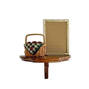 Vtg Wood Wall Mounted Shelf Curved Edge Rustic Decor Plate Groove Cottagecore